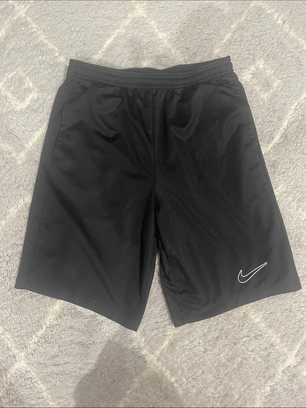 Nike Boy's Black Athletic Shorts with White Swoosh